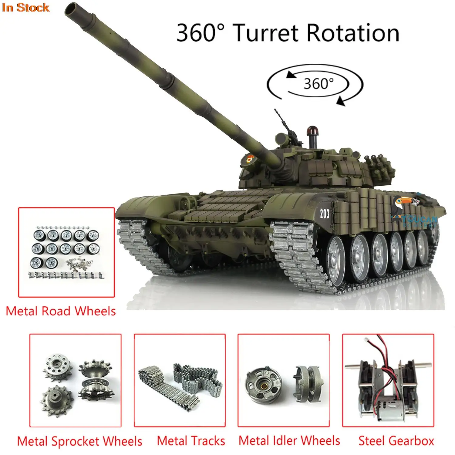 

Pro Ver Heng Long T72 RC Battle Tank 1/16 RTR 7.0 Mainboard 3939 Armor Metal Tracks Wheel Wireless Battle Tank Army Toys TH20574