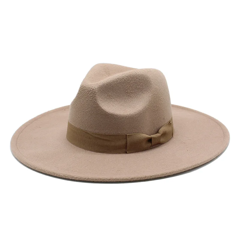 

Classic Wide Brim Women Men Fedora Hat with Belt Buckle Felt Panama Hat