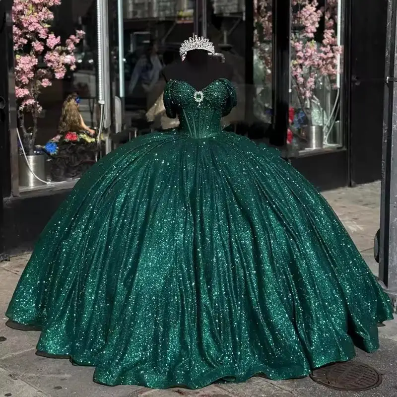 Фото Новинка 2024 года, платья Quinceanera, бальное платье Vestidos De 15, блестящие платья принцессы Золушки длиной до пола, вечерние платья по индивидуальному заказу №3
