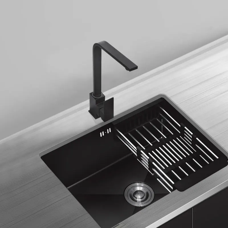 

Black Nano Sink Under The Counter Basin Kitchen Embedded Single Slot Stainless Steel Dish Washing Basin Dishwashing Basin.
