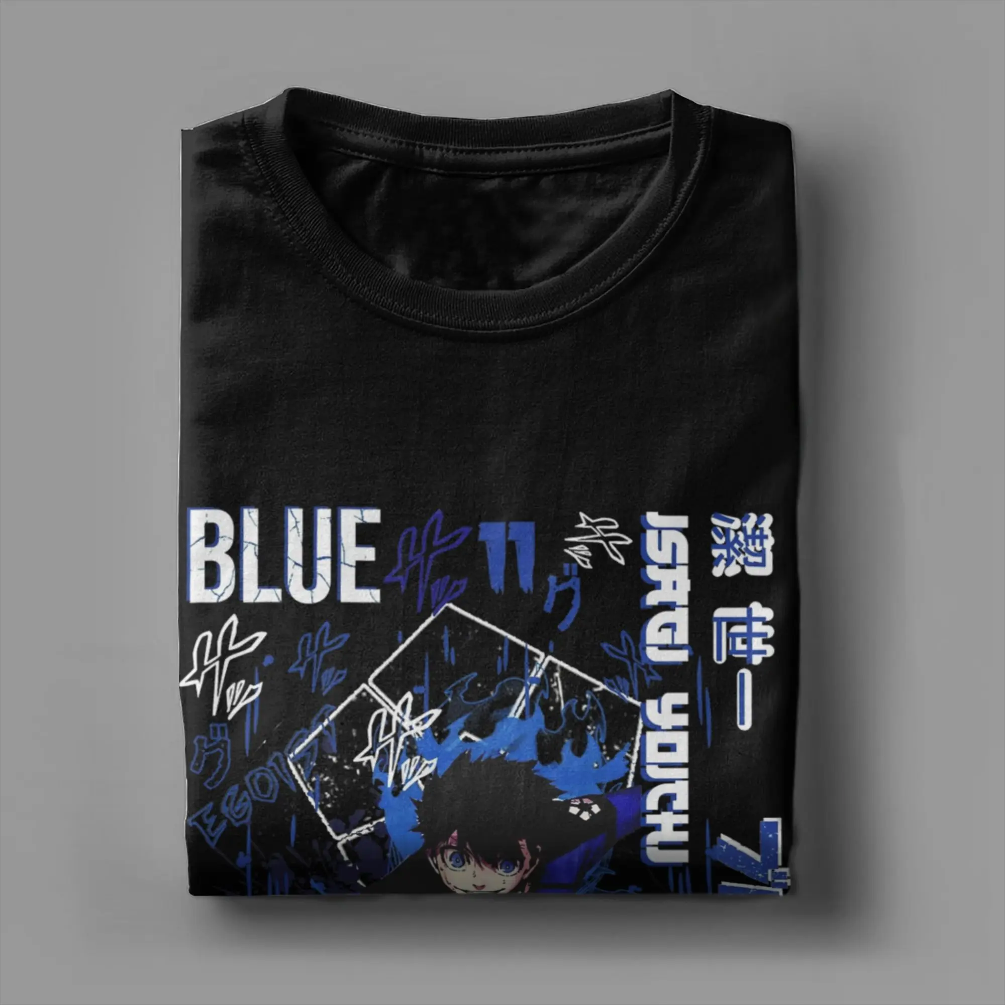 Фото Футболки Awesome Yoichi Isagi Blue Locks, мужские футболки с круглым вырезом из чистого хлопка, футболки с короткими рукавами, одежда 4XL, 5XL №4