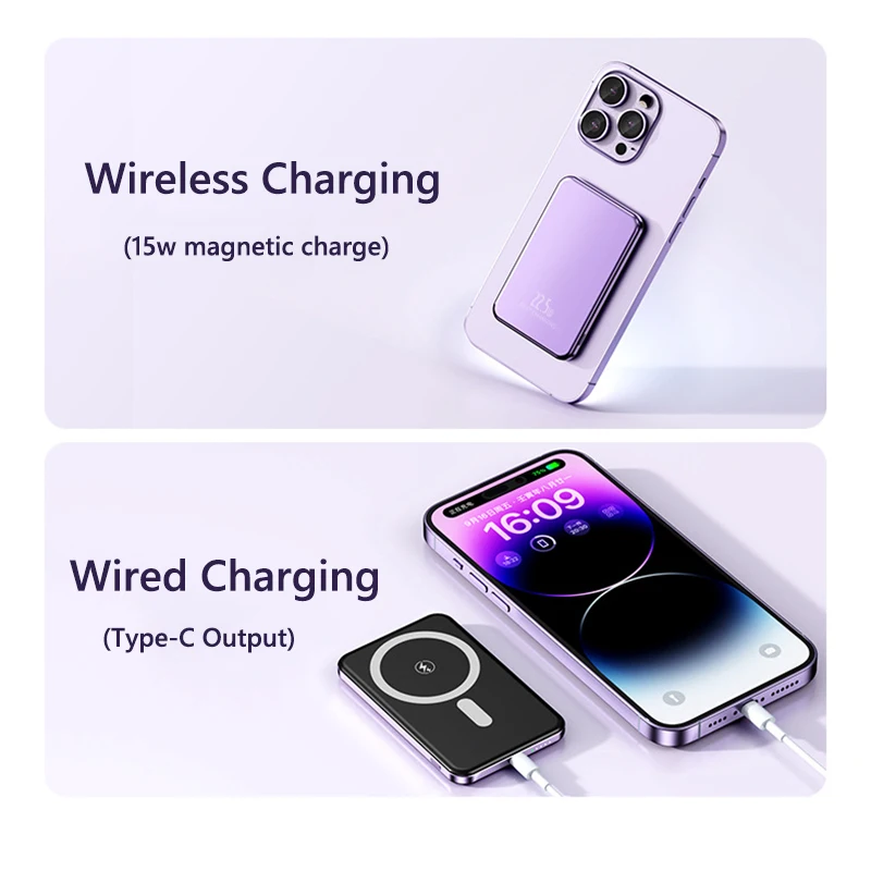 Магнитное беспроводное зарядное устройство 15 Вт Power Bank 10000 мАч PD20W Powerbank с быстрой