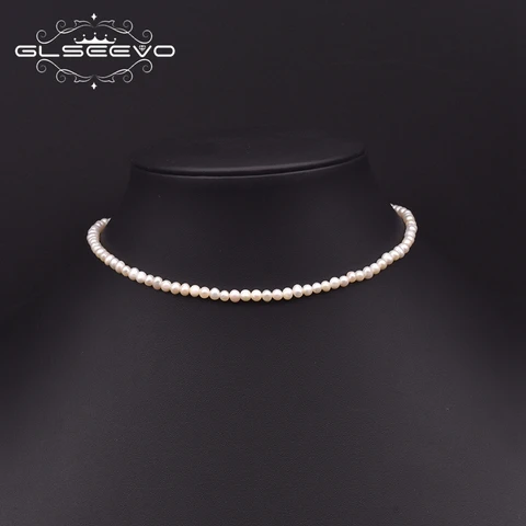 Ожерелье GLSEEVO из натурального жемчуга в минималистичном стиле с бисером, колье для женщин, Подарок на годовщину, ожерелье невесты ручной работы, ювелирные изделия GN0236