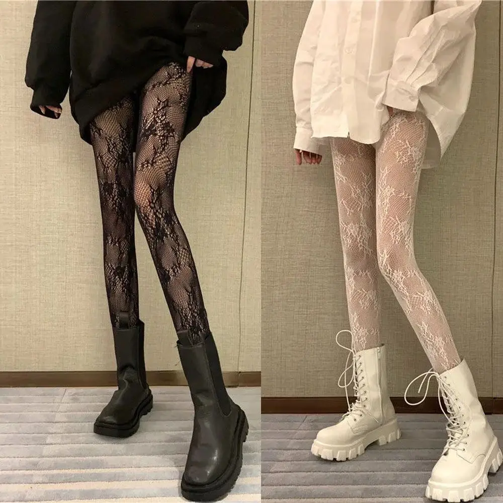 

Классические открытые кружевные колготки в стиле "Лолита", нижние колготки в японском стиле ретро "Лолита", белые чулки из ротанга с цветочны...
