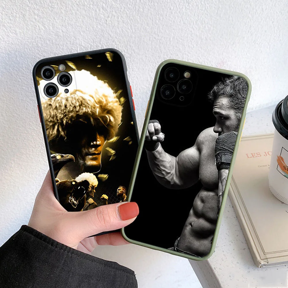 Полупрозрачный чехол для телефона Skin Feel iPhone 16 ProMax 15 14 13 12 11 7 8 Plus SE Mini XR KHabib Nurmagomedov