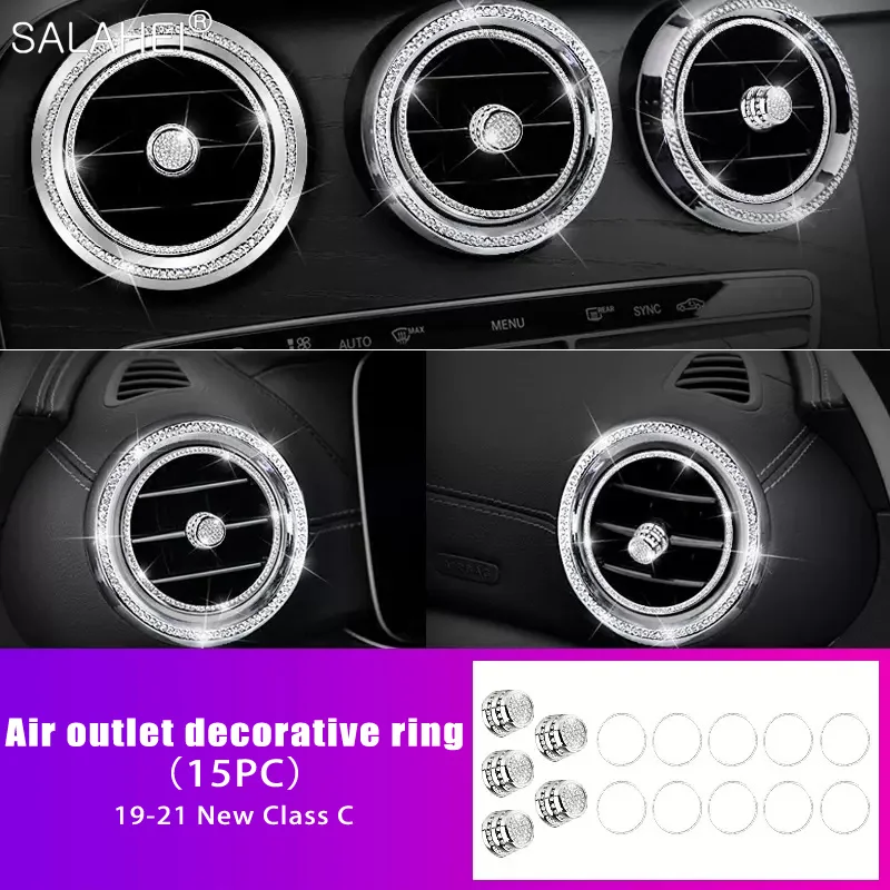 

Car Steering Wheel Center Air Outlet Dashboard Special Diamond Sticker For 2019-2021 Mercedes-Benz New C Class C180l C260l C200l
