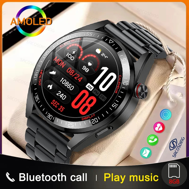 

SACOSDING New Smart Watch Men 8G ROM Local Music Bluetooth Call AMOLED Screen Always Display The Time Smartwatch For Huawei ios