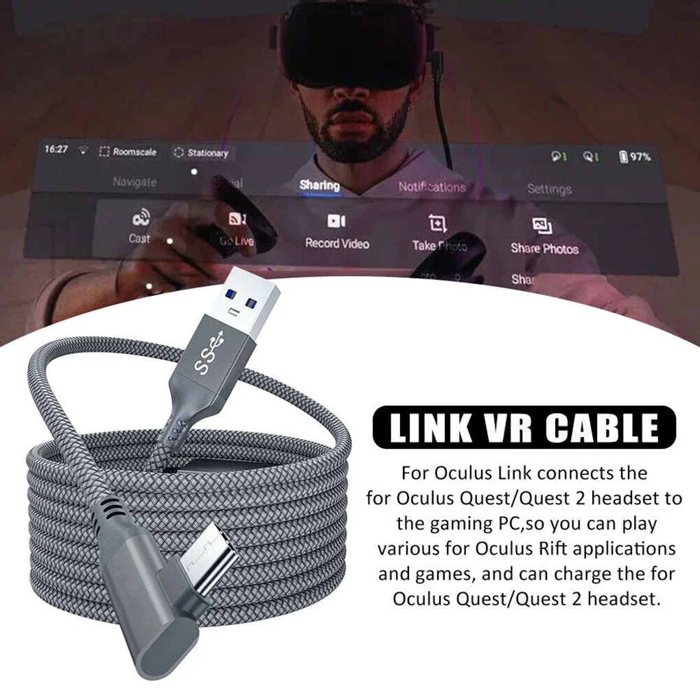 

5M Data Line Charging Cable For Oculus Quest 2 Link VR Headset for Quest2 VR Data Transfer Fast Charges VR Headset Accessories