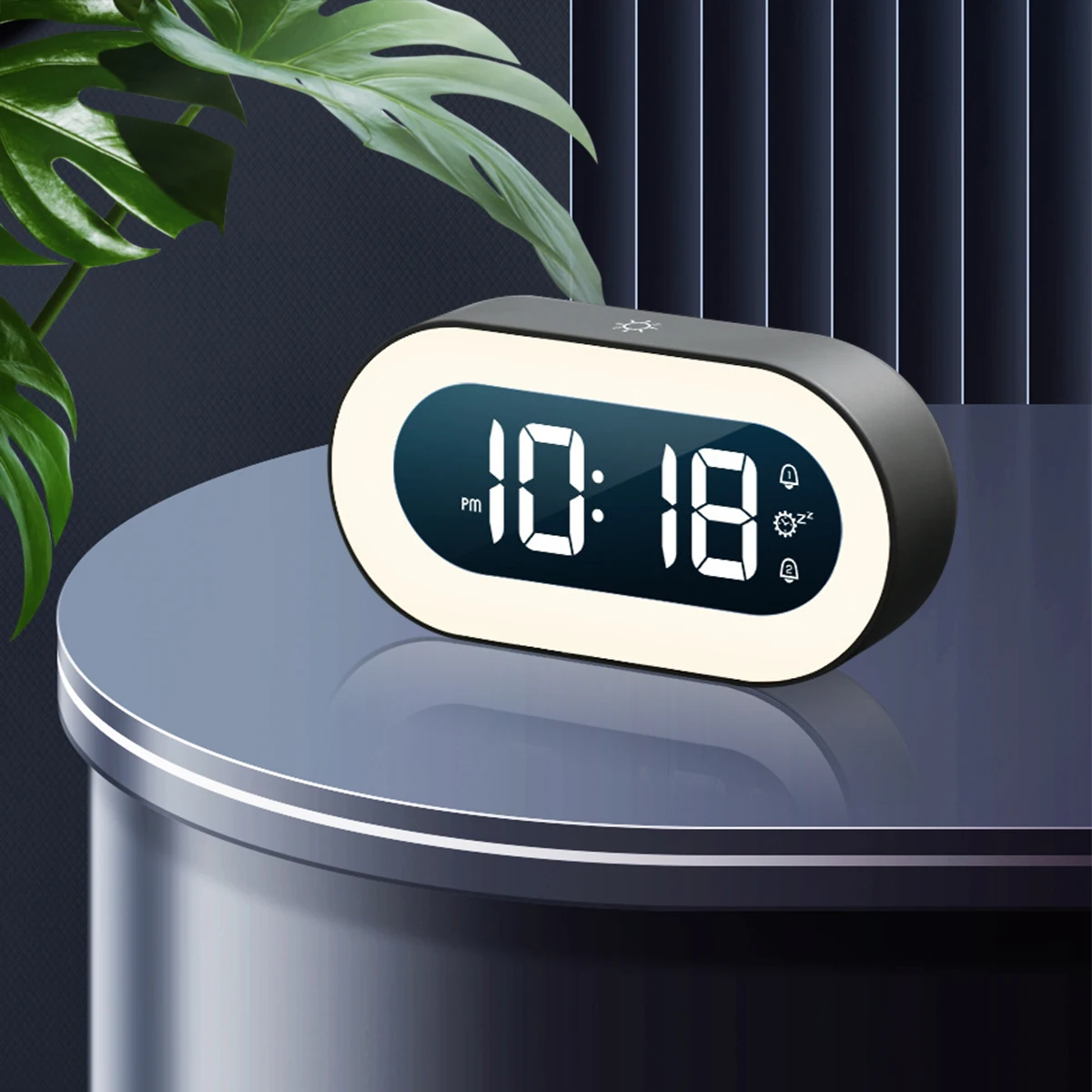 

L Digital Alarm Clock Music Adjustable LED Electronic Clock 1500mAh USB Charging Smart Desk Clock 12/24H Display 5 Gears Voice