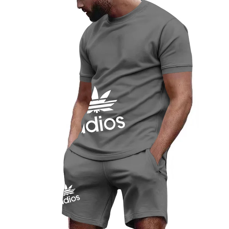 

Men's hot summer, men's casual T-shirt and shorts clothing, breathable polyester material clothing, fashionable street, O-neck t