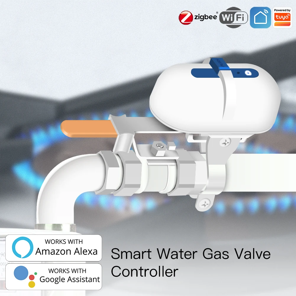 

Tuya Smart WiFi/ZigBee Water Gas Pipeline Auto Shut OFF Valve Controller Smart Life APP Remote Control With Alexa Google Home