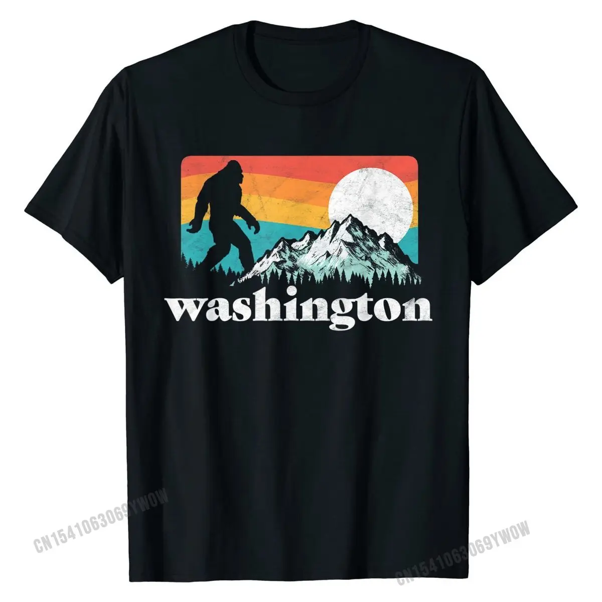 

State of Washington Northwest Bigfoot Mountain T-Shirt Summer Men Top T-shirts Discount Cotton Tops Shirt Birthday