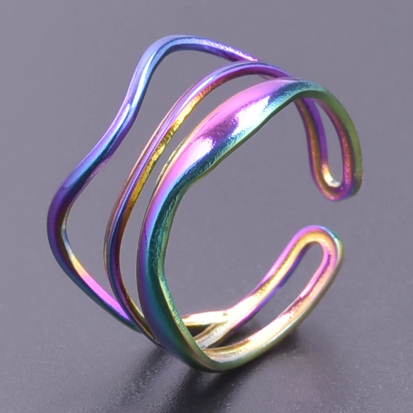 

Irregular Ring Stainless Steel Jewelry For Women Men Accessories Vintage Rings Wild Multi Layered Lines Titanium Adjustable Ring