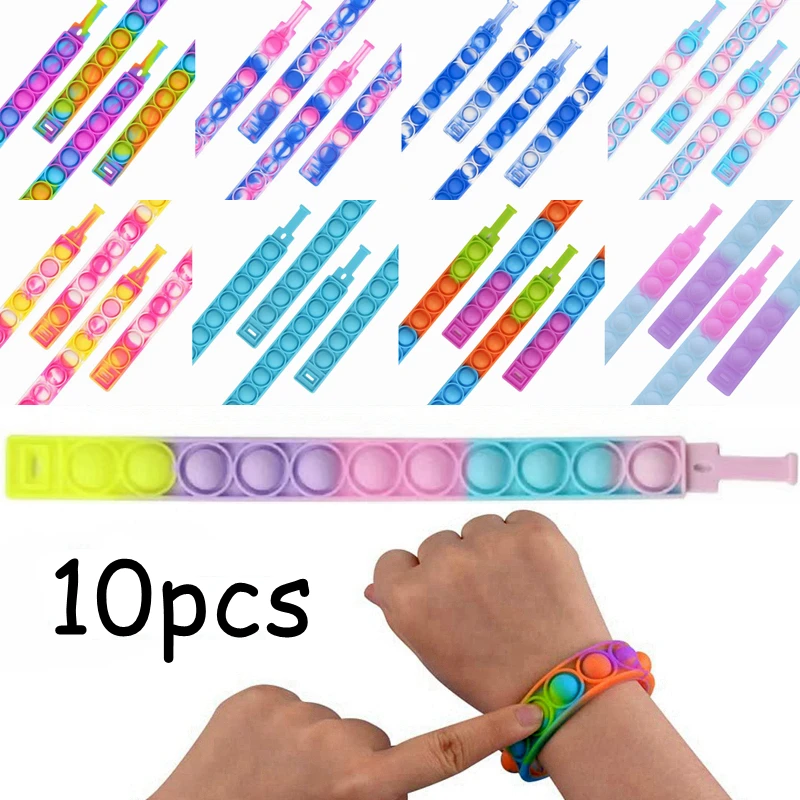 

pops bubble simple dimple toy its fidget anti stress relief colorful silicone bracelet anxiety sensory for autism adhd children