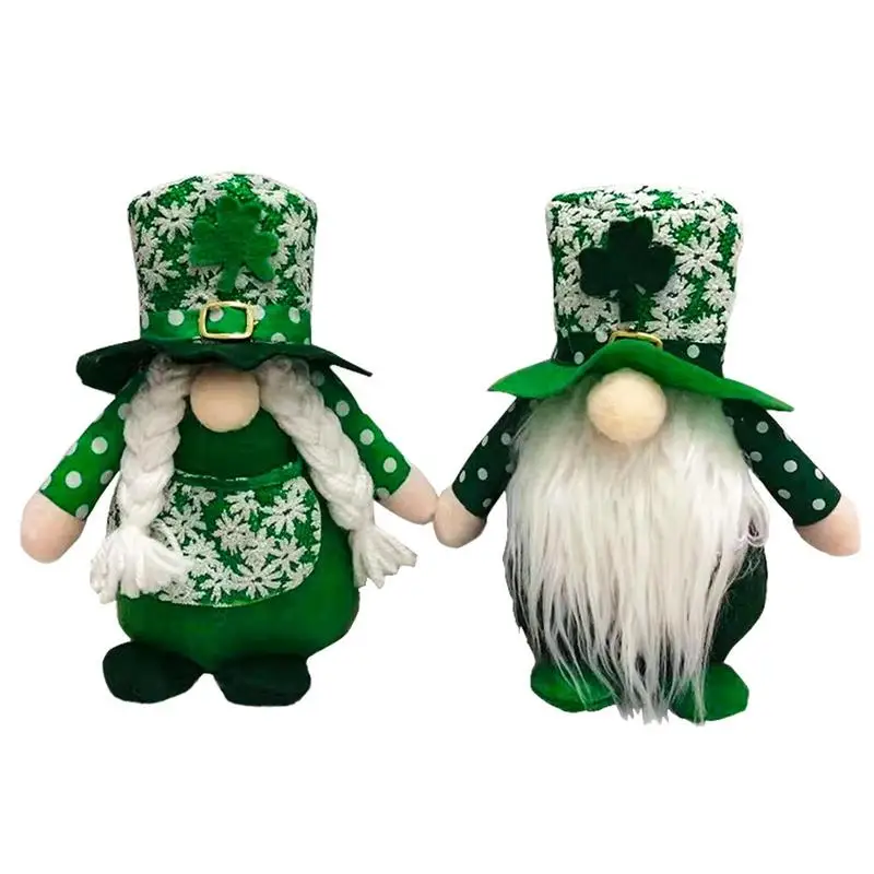 

St. Patrick's Day Faceless Gnomes Doll 2pcs Standing Faceless Gnomes Plush Doll Table Decorations Spring Faceless Doll Decor