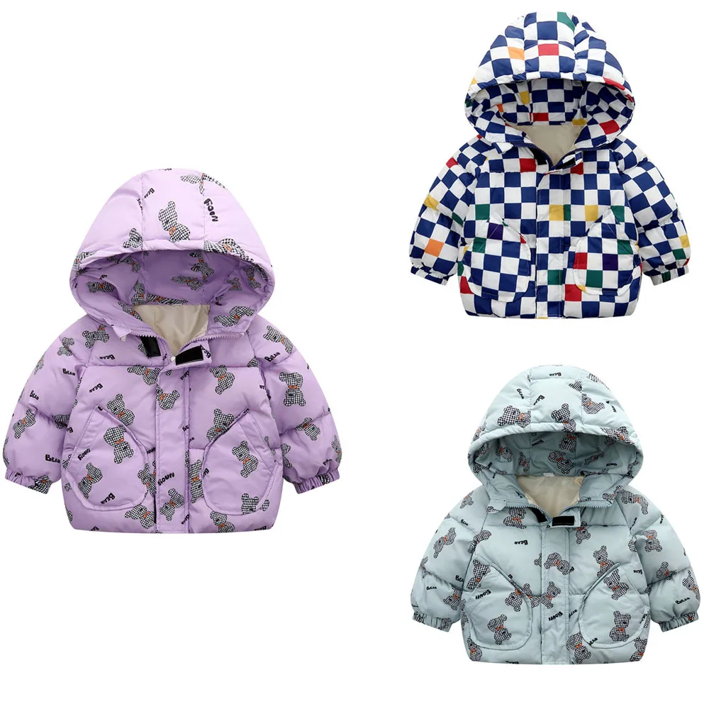 

Winter Boys Down Jackets 2-6 Years Autumn Fashion Baby Girls Cartoon Bear Jacket Hooded Outerwear Children Coats Jackets Coats
