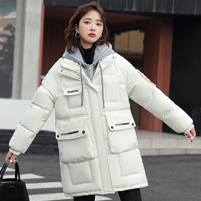 Новинка 2024 зимние пальто с хлопковой подкладкой женские парки капюшоном толстые