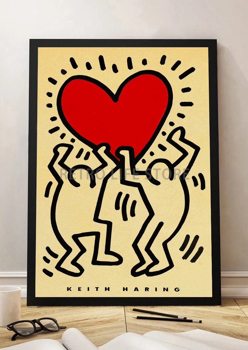 Настенная живопись Keith Art винтажная коллекция из крафт-бумаги Постер Haring Pop Shop