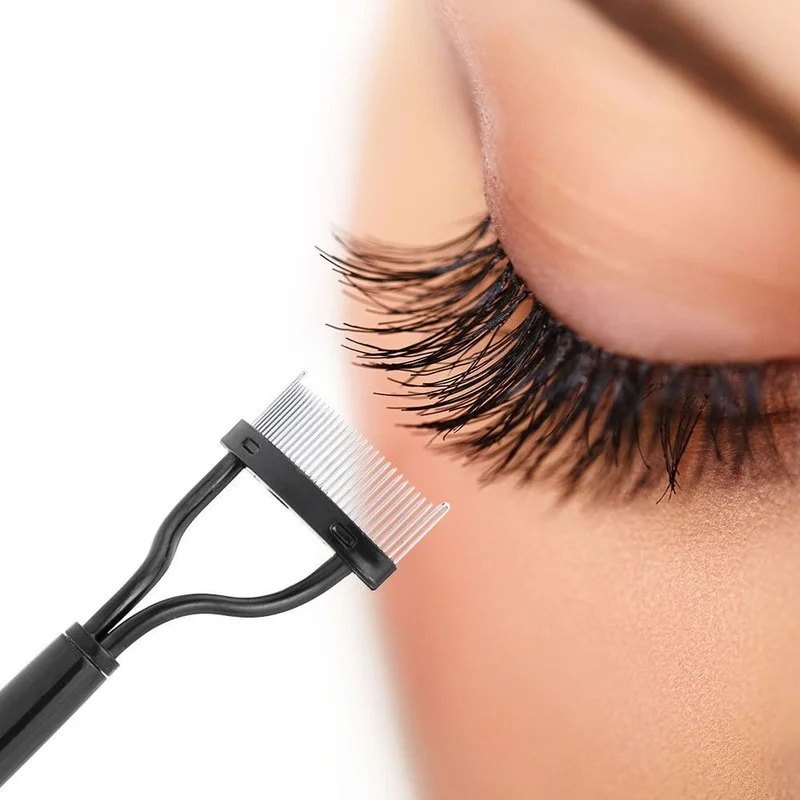 

Eyelash Brush Portable Folding Eyelash Steel Comb Black Fly Proof Leg Eyelash Separator Beauty Makeup Cosmetic Tool