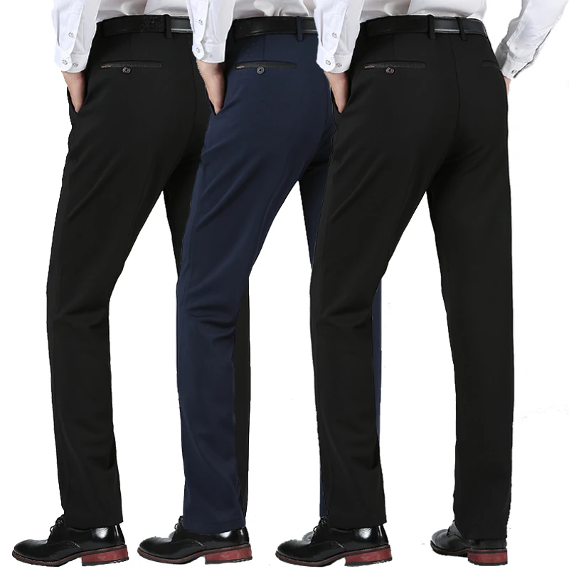 

Мужские деловые брюки, темно-синие повседневные брюки из матовой ткани с эластичным поясом, модель Z162 на весну и осень 2023