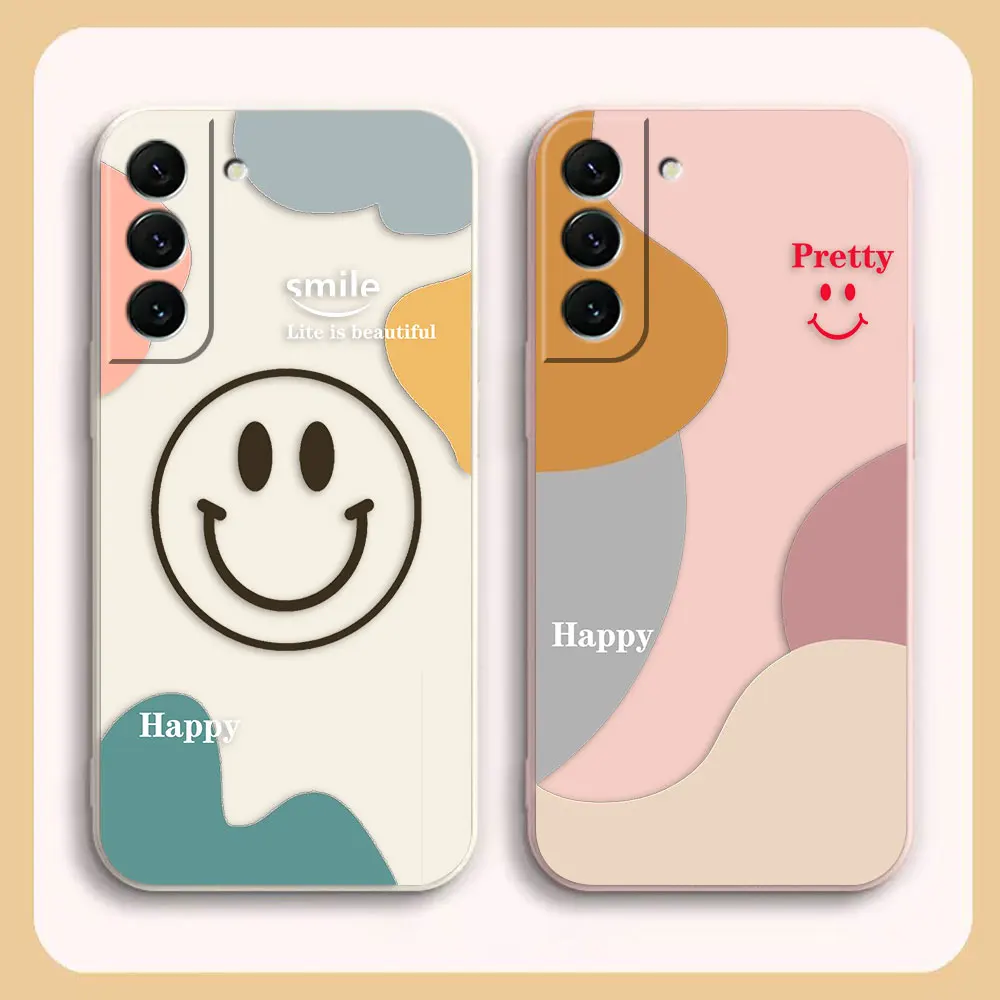 

Case For Samsung Galaxy S23 S21 S20 FE S11 S11E S10 S9 Ultra Plus 4G 5G Liquid silicone Case Happy Pretty Smiling Face