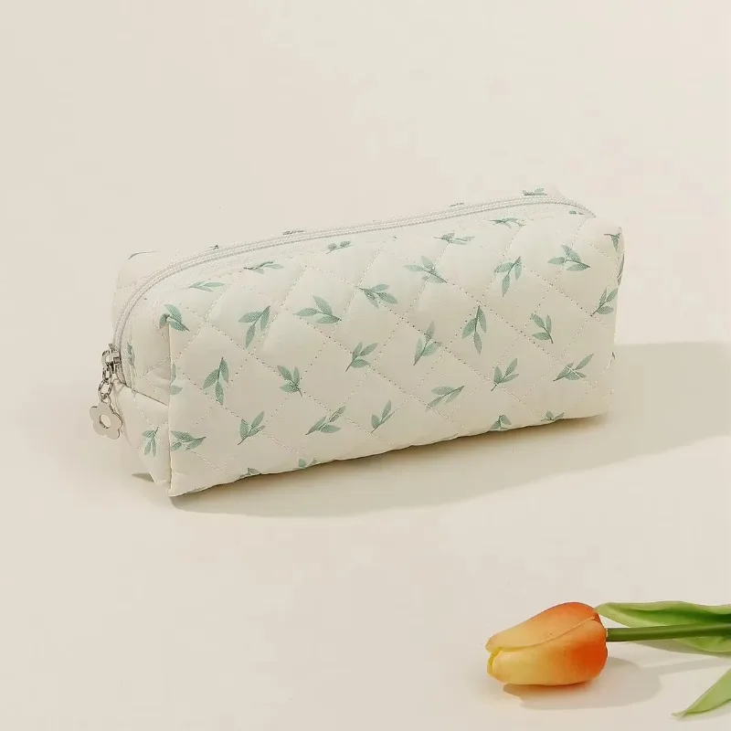 Цельный пенал в стиле ретро серия Simplicity Leaf мятно-синий цвет косметичка виде