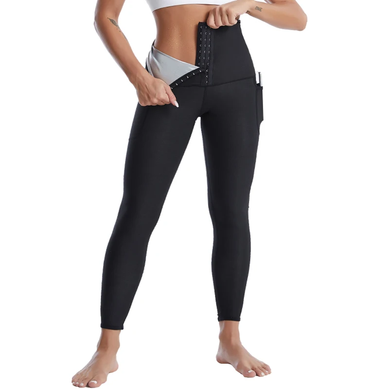 Hot Sweat Sauna Pants for Women High Waist Trainer Slimming Leggings Compression Workout Fitness Body Shaper Thighs With Pocket