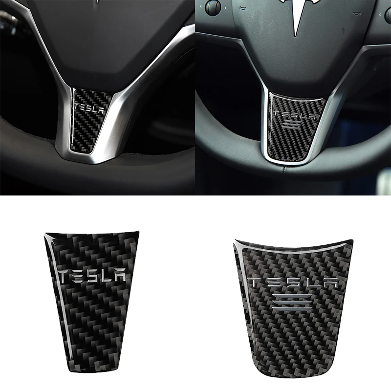 

Декоративная крышка на руль автомобиля, наклейка из углеродного волокна для стайлинга Tesla Badge Model3 Model X S, аксессуары для модификации автомобиля