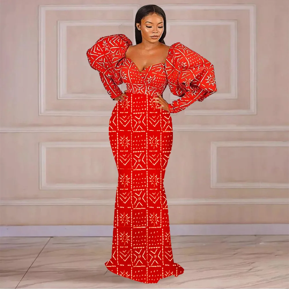 

Милое Красное длинное платье русалки, элегантное платье с запахом и рукавами-фонариками, V-образным вырезом, новинка 2023, женское сексуальное облегающее вечернее платье на день рождения