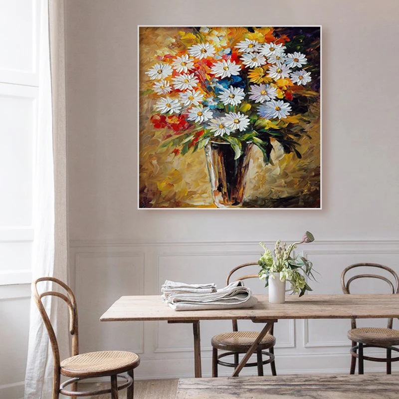 

Hand-painted Oil Painting Living Room Flower Decoration Painting Porch Modern Minimalist Impression Texture Hanging Painting