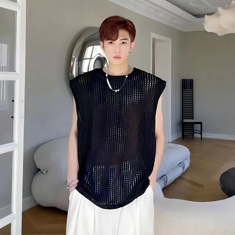 Майка мужская сетчатая с круглым вырезом