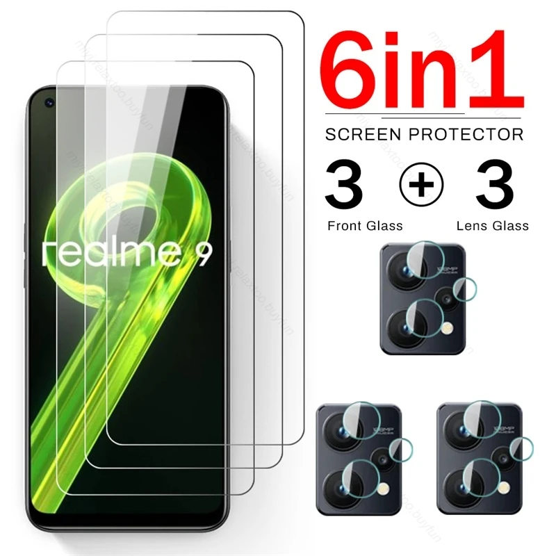 Стекло для объектива камеры realmi 9 4g 6 в 1 защита экрана закаленное стекло realme pro plus