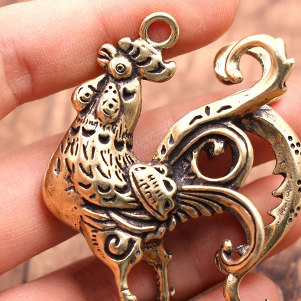 Винтажные латунные брелоки с петухом подвеска коллекция подарок брелок курицей