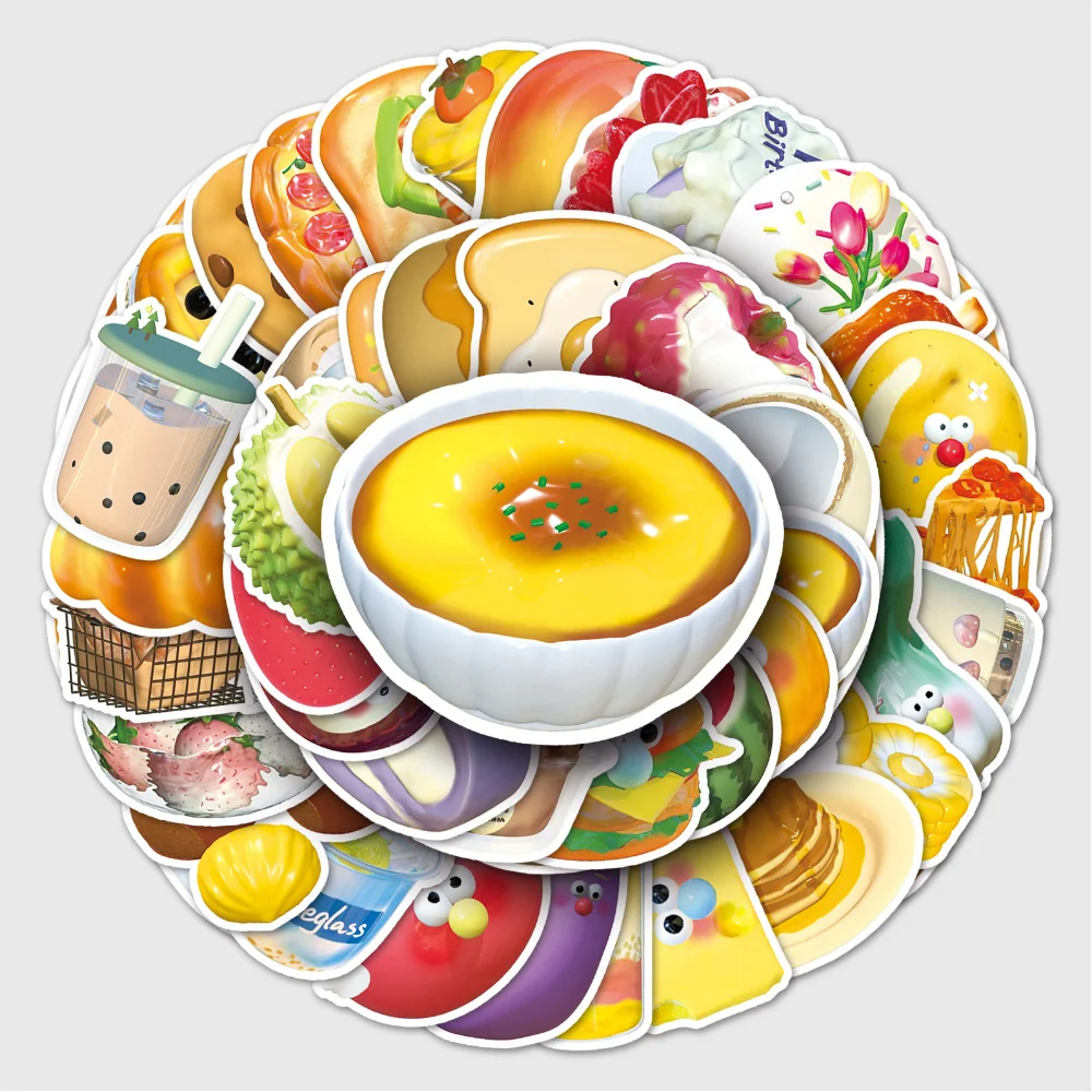 

10/50 шт. 3D Мультяшные милые наклейки с едой, автомобиль, гитара, мотоцикл, багаж, чемодан, сделай сам, классическая игрушка, наклейка, подарок