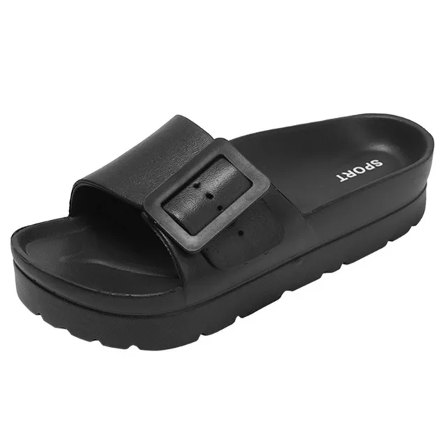 Fashion Women Slippers Summer Solid Color Beach Shoes Thick Bottom  Anti-slip Flat Shoes Brand Design Buckle Slides Bathroom Shoe - купить по  выгодной цене | AliExpress