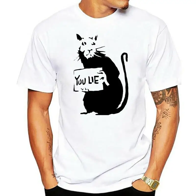 

Футболка Бэнкси с изображением крысы и граффити «You Lie»