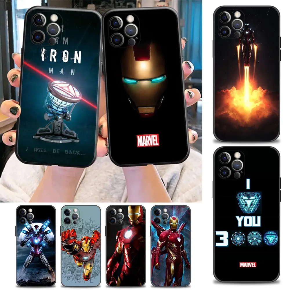 

Phone Case for iPhone 11 12 13 Pro Max 7 8 SE XR XS Max 5 5s 6 6s Plus Case Soft Silicon Cover Marvel Hero Iron Man