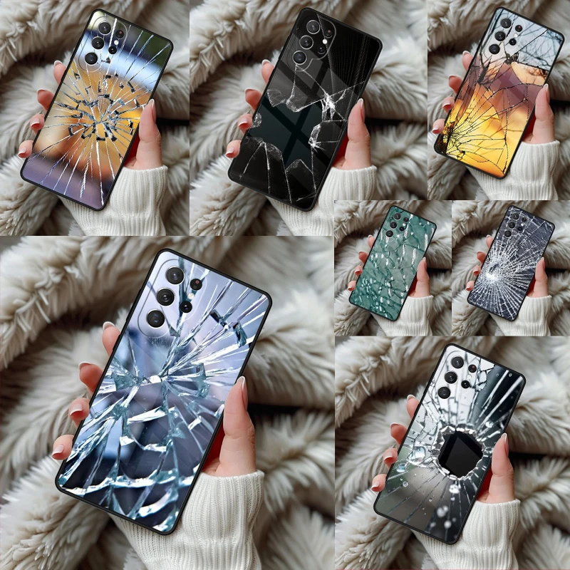 Фото Чехол для телефона с эффектом разбитого стекла для Samsung Galaxy S24 S25 S26 Ultra S22 S23 Plus S21 S20 FE Note10, TPU-накладка №1