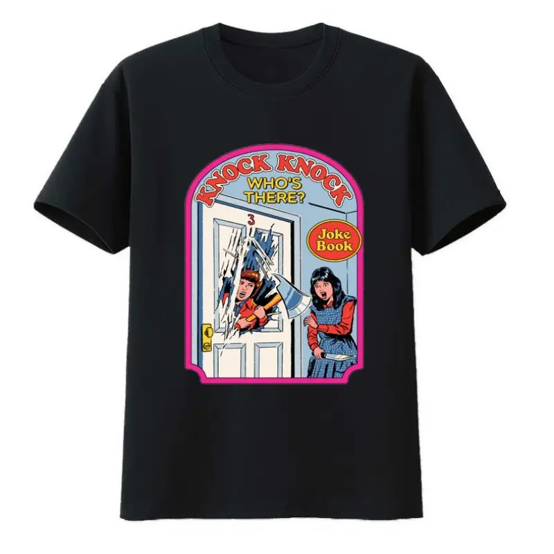 

Knock Knock Who's There Cotton T-shirts Joke Book Comfortable Breathable Roupas Masculinas Top Y2k Clothes for Men Tees Novelty