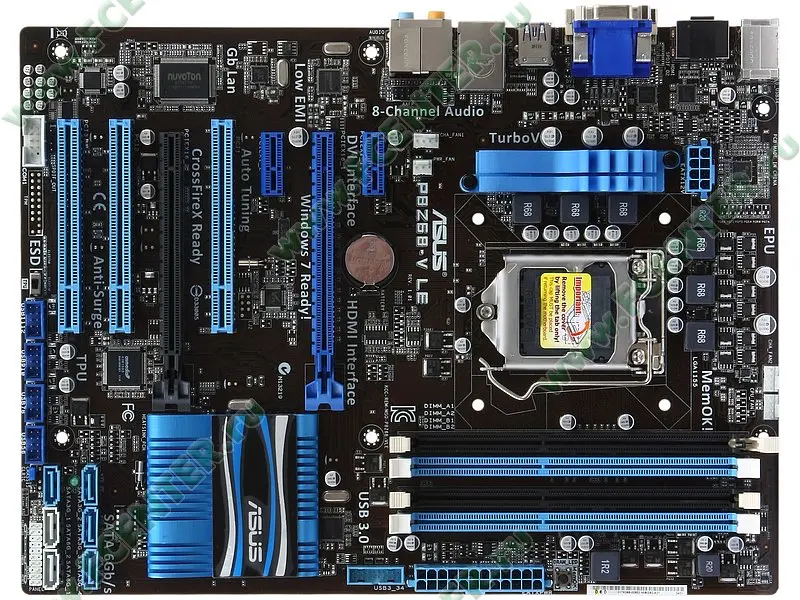 Материнская плата ASUS P8Z68-V LE 1155 DDR3 Intel Z68 32 ГБ SATA III USB3.0 VGA DVI ATX для Core i3-2120 3220