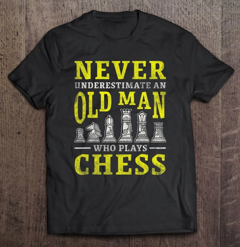 

Никогда не подучить стариков, которые играют в шахматы 2, Мужская футболка, черные мужские футболки, мужская спортивная футболка унисекс, му...