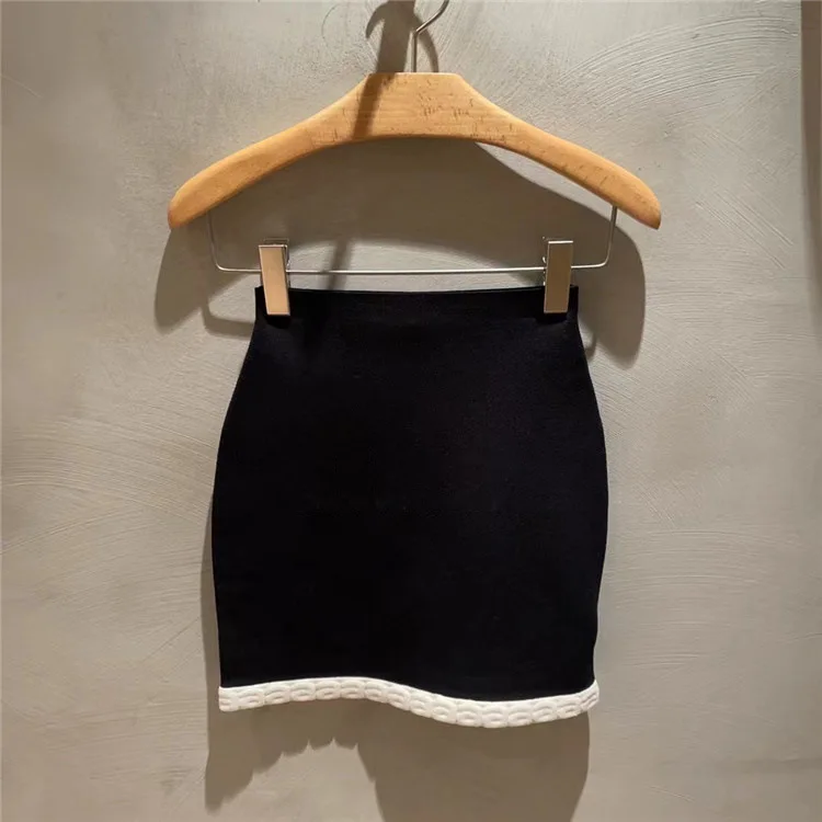 

Женская трикотажная юбка с завышенной талией, облегающая юбка контрастных цветов, весна-лето