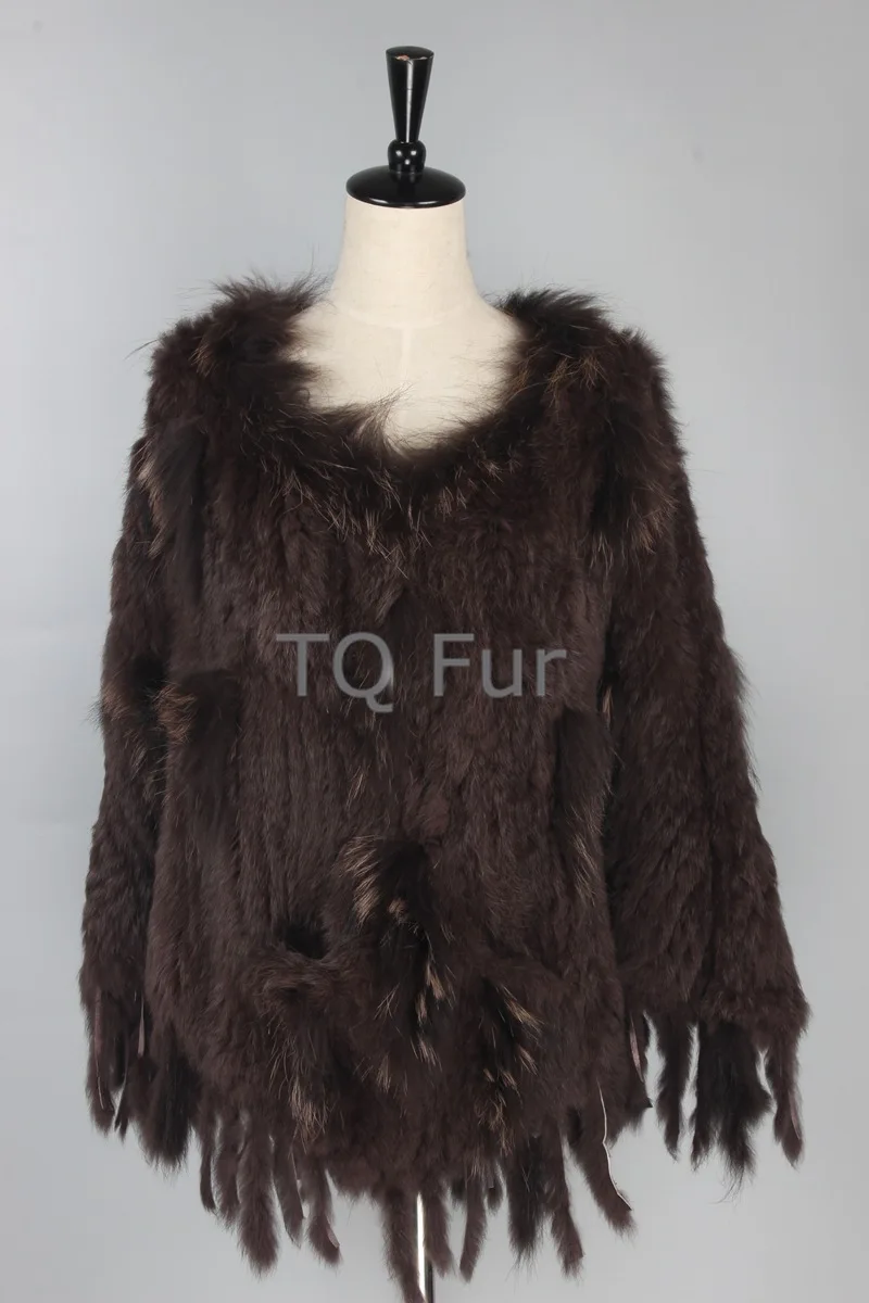 New Autumn Women Genuine Rabbit Fur Coat with Real Fox Collar Lady Casual Winter Jacket Trench Free Ship Faux Fur Coat