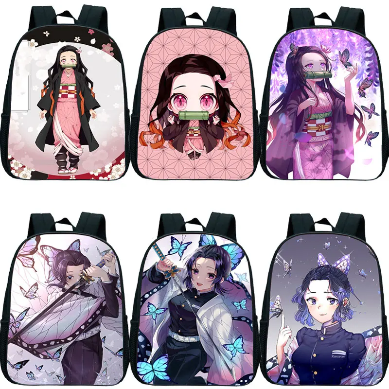 

Demon Slayer:Kimetsu No Yaiba Backpack Children School Bags Nezuko Kochou Shinobu Anime Bagpacks Kindergarten Bookbag Mochila