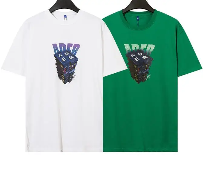 

Уличная мода ADERERROR, городская печать, кибер-архитектура, буквы для мужчин и женщин, парная свободная футболка с круглым вырезом AT40113