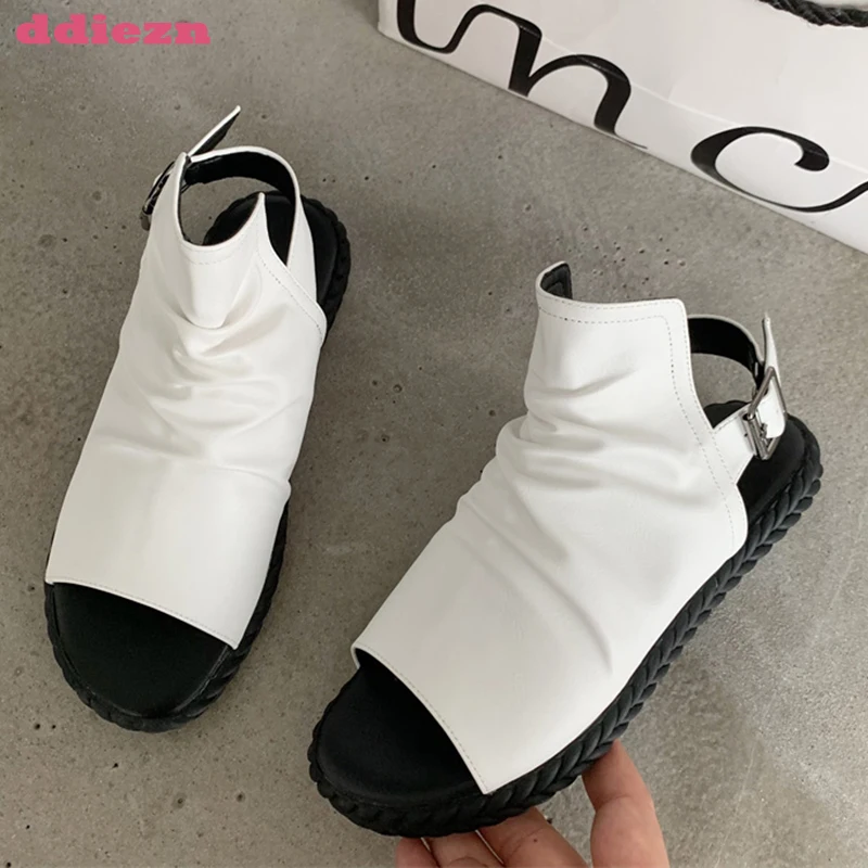 

Сандалии женские с открытым носком, босоножки на плоской подошве, роскошные повседневные туфли-гладиаторы, лето, 2023