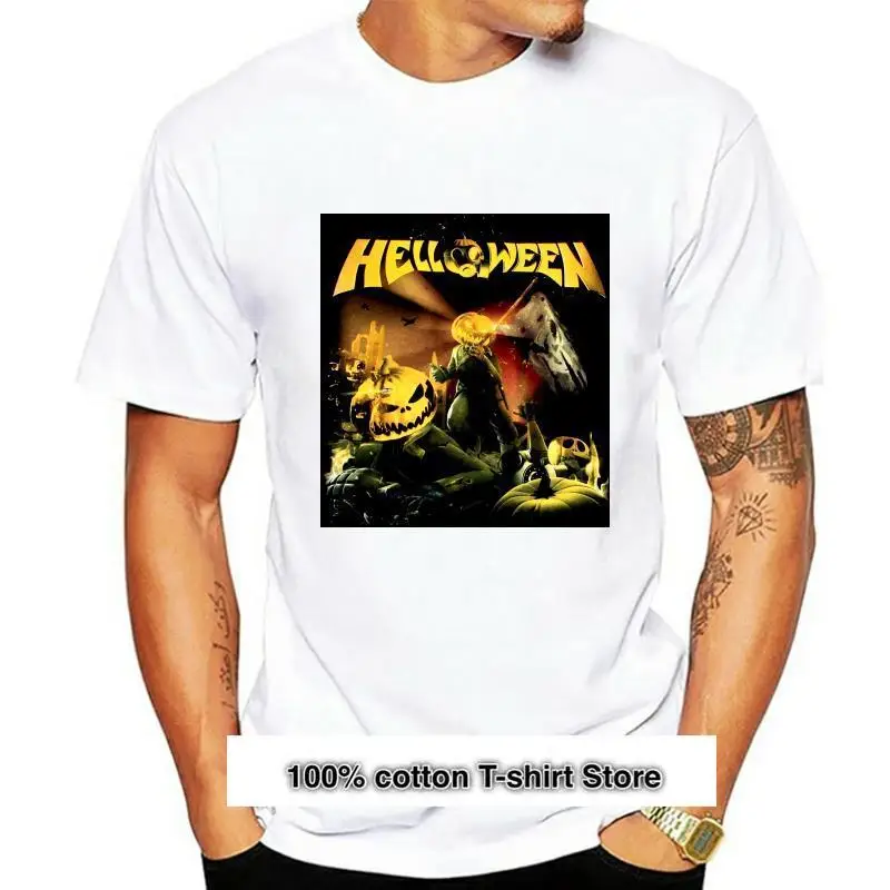 

Camiseta negra de HEAVY METAL de HELLOWEEN, recta, fuera del infierno, TOURDATES, nueva
