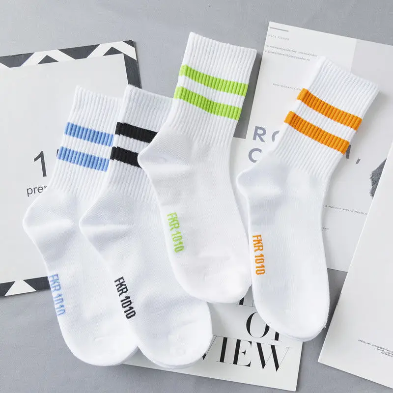 

Striped socks children's medium tube socks ins versatile black and white stockings men's and women's sports socks