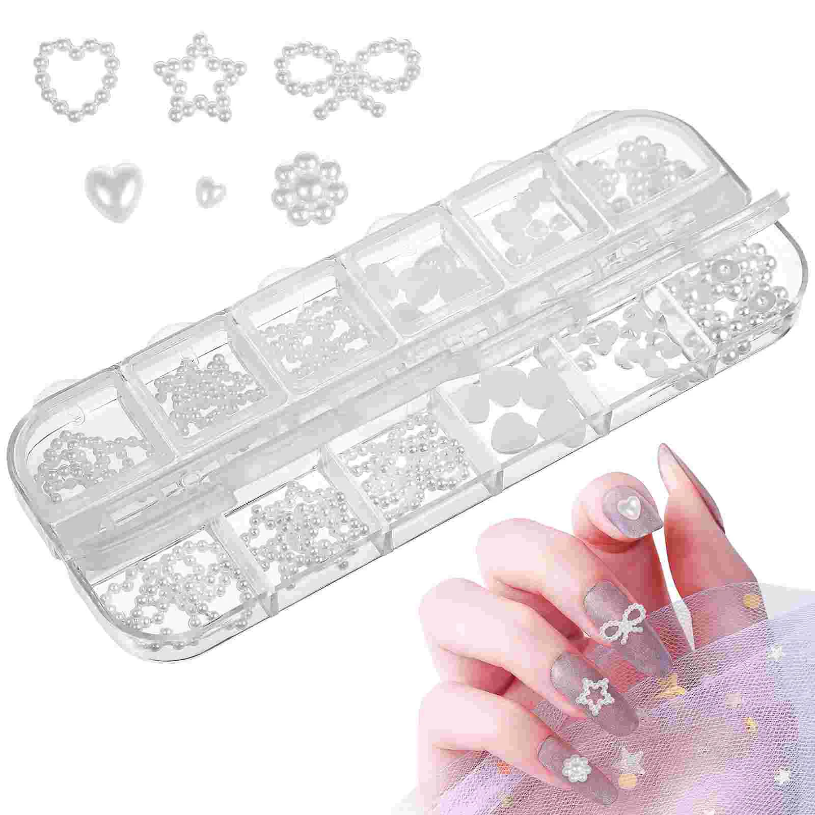 

1 Box of Creative Nail Pearls DIY Artificial Pearl Manicure Ornaments Fake Nails Charms