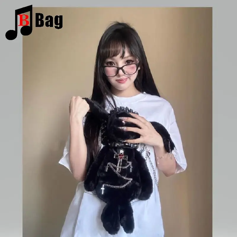 Y2K готические женские сумки для девушек в стиле Панк Harajuku на одно плечо ChainLittle Rabbit